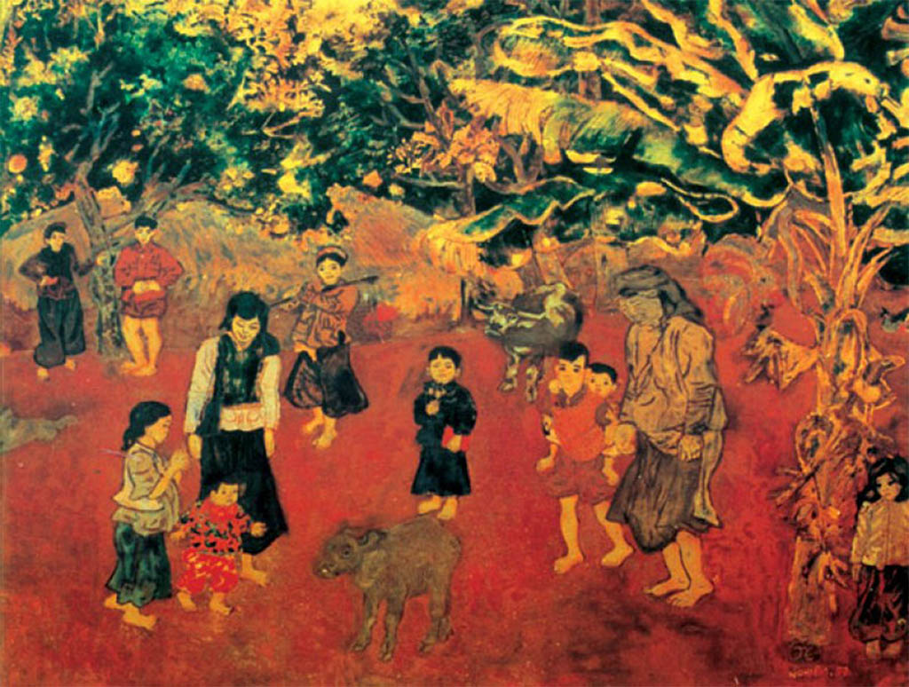 Con nghé (1957), Sơn mài, 45.5 x 63 cm, Nguyễn Tư Nghiêm