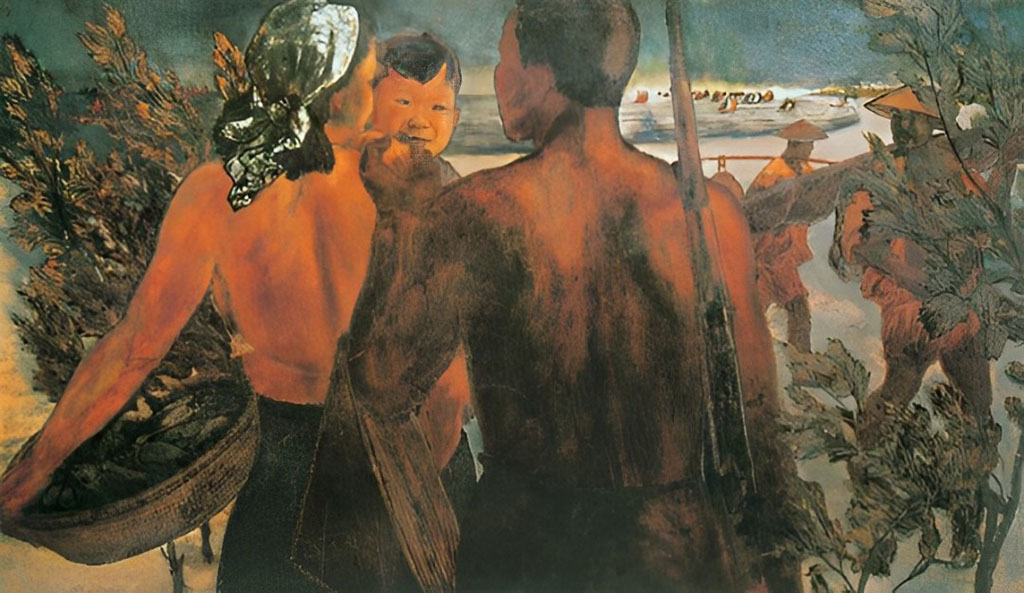 Giữ lấy hòa bình (1960), Sơn mài, 70 x 120 cm, Lê Quốc Lộc