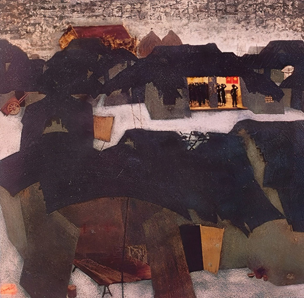 Từ trong bóng tối (1982), Sơn mài, 121 x 121 cm, Lê Quốc Lộc