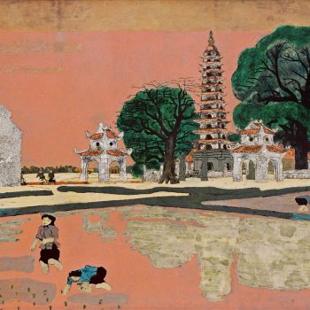 Chùa tháp Phổ Minh (1966), Sơn mài, 130.3 x 200.2 cm, Nguyễn Sáng