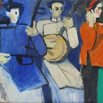Trước giờ biểu diễn II (1984), Sơn dầu, 58.5 x 79 cm, Bùi Xuân Phái