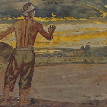 Bình minh trên nông trang (1958), Sơn mài, 63 x 91.2 cm, Nguyễn Đức Nùng