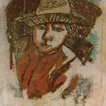 Du kích mũ nan (1949), Khắc gỗ, 38.5 x 28 cm, Nguyễn Văn Tỵ