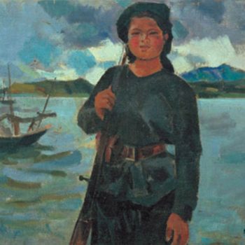Nữ dân quân miền biển (1960), Sơn dầu, 60 x 81 cm, Trần Văn Cẩn