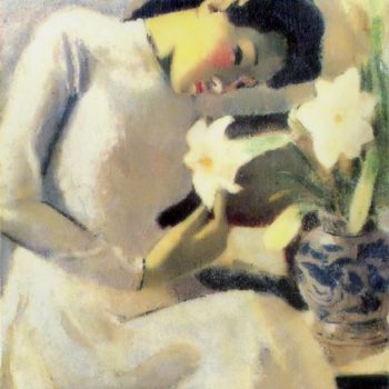 Thiếu nữ bên hoa huệ (1943), Sơn dầu, 60 x 45 cm, Tô Ngọc Vân