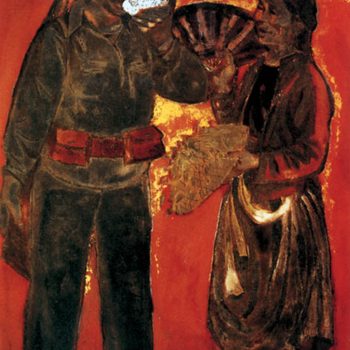 Tình quân dân (1949), Sơn mài, 80 x 60 cm, Nguyễn Sỹ Ngọc